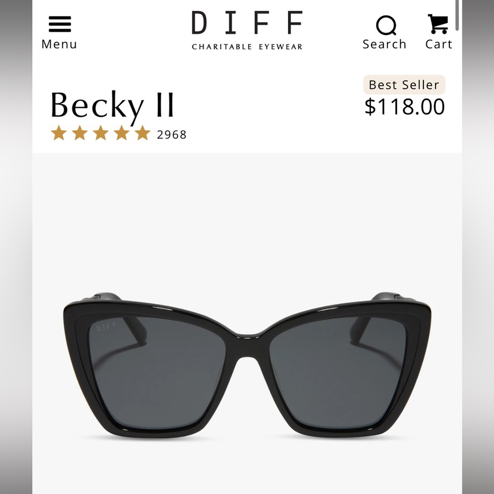 DIFF Black Cat-Eye Sunglasses
